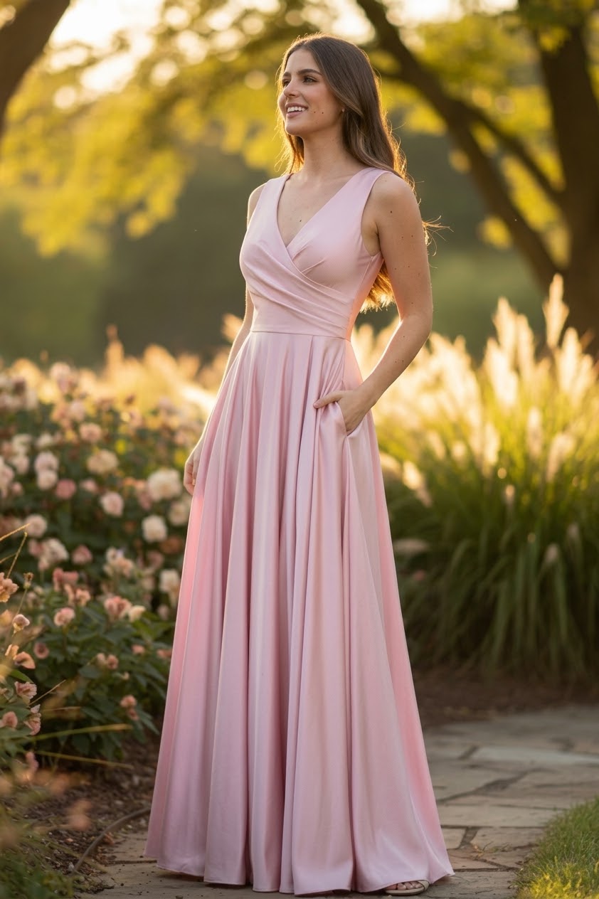 Plum Bridesmaid Dresses-Inexpensive Lenovia 5242 A-line Shiny Long