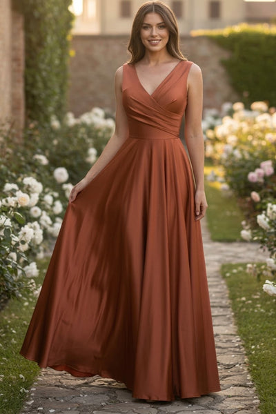 Champagne Gold Bridesmaid Dresses-Inexpensive Lenovia 5242 A-line Shiny