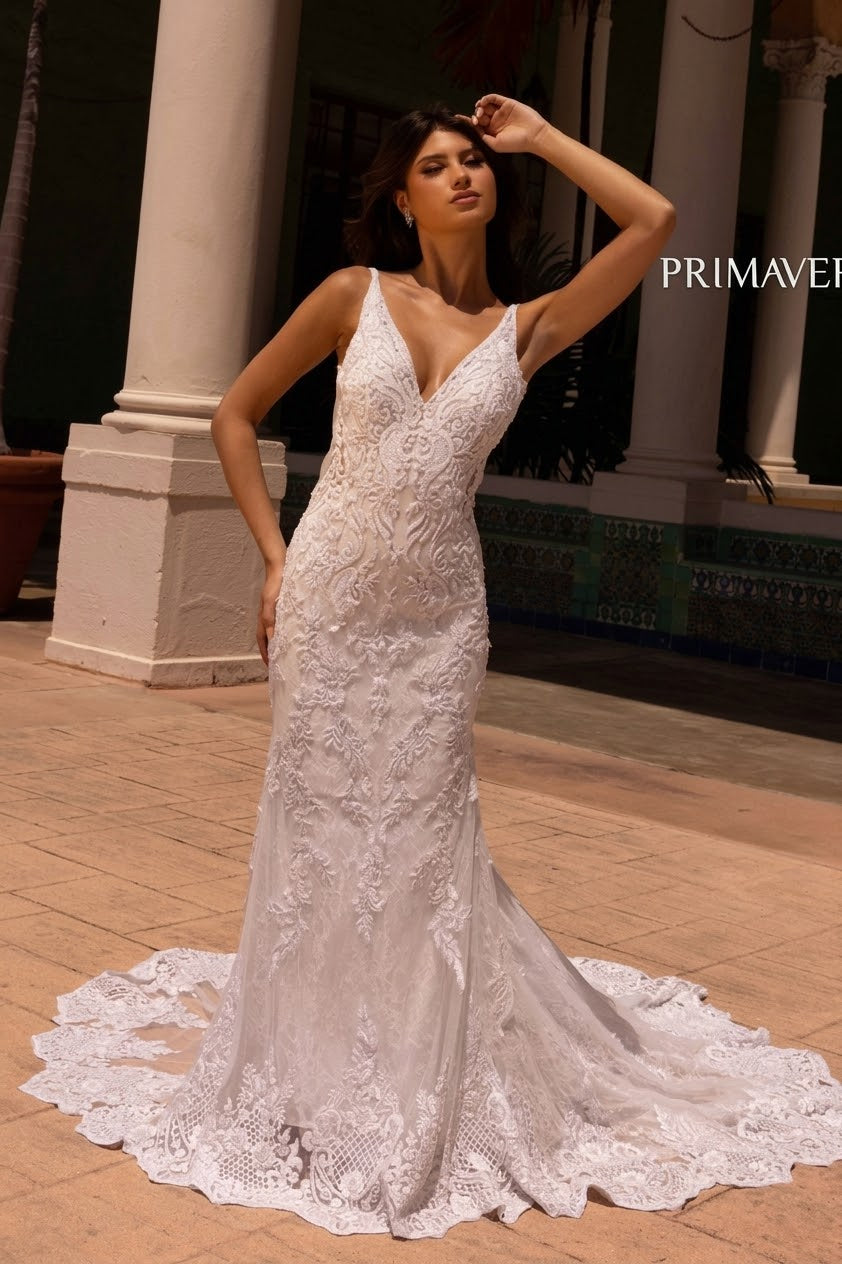 Primavera Couture 11101 Lace Bridal Gown Long Wedding Dress