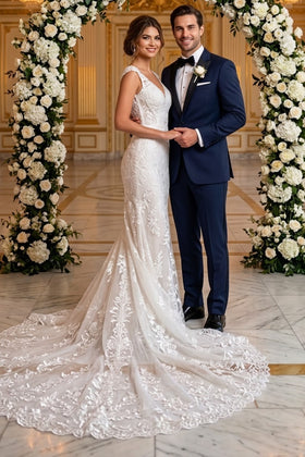 Primavera Couture 11107 Long Bridal Gown Floral Lace Wedding Dress