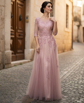 Mother Of The Bride Dress 3/4 Sleeves A-Line Gown By May Queen MQ2143-New Collection