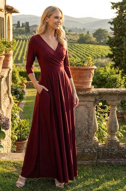 burgundy tea length mother of the bride dress Wholesale Dresses 5243 in Suzhoufashion Sheath Satin Royal size_medium this dress is finished Cover Colour:Pink
