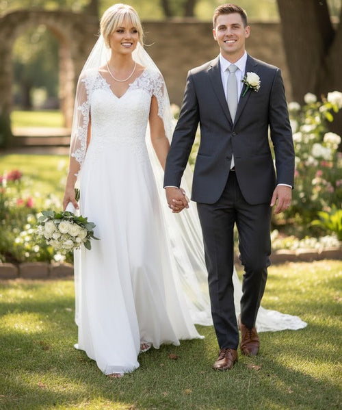 Sleeveless Wedding Dress with Beaded Bodice V-Neck Floor-Length Bridal Gown by Eva USA 5233