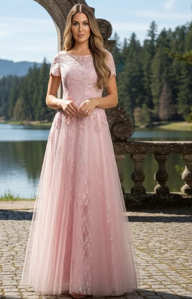 Eva USA 5261 Monochrome Appliqué Tulle Mother of the Bride Gown