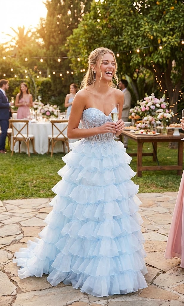 Nox Anabel R1688 Strapless Ruffled Prom Ball Gown