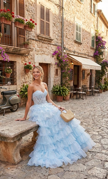 Nox Anabel R1688 Strapless Ruffled Prom Ball Gown