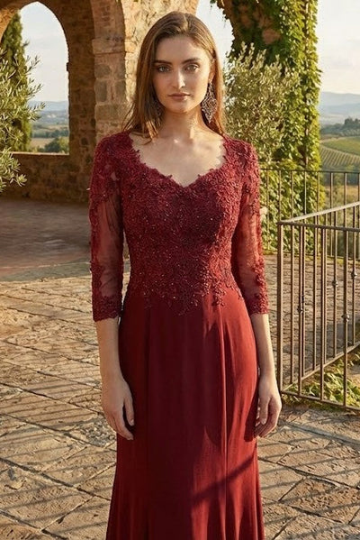 3/4 sleeve formal dress GLS by Gloria GL3434 - Long Chiffon A-Line Dress