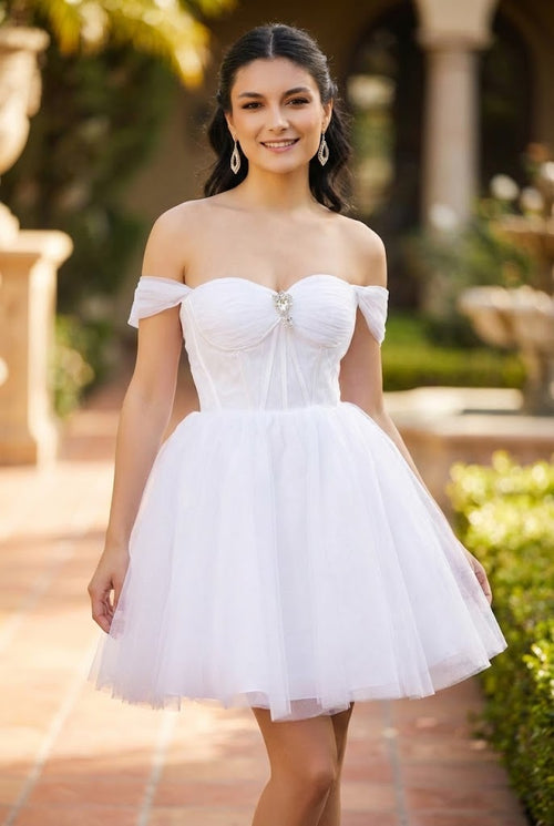 Cocktail Sweetheart Off The Shoulder A-Line Dress