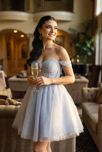 Cocktail Sweetheart Off The Shoulder A-Line Dress
