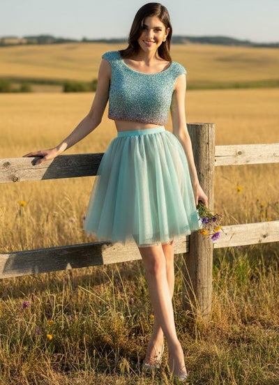 Terani Couture 1521H0100A Elegant Glamorous Prom Two-Piece Short Evening Chiffon Dress