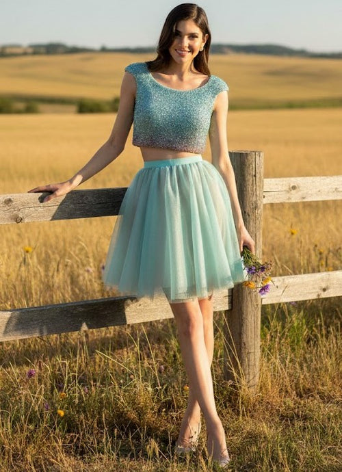 Terani Couture 1521H0100A Elegant Glamorous Prom Two-Piece Short Evening Chiffon Dress