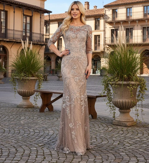 Mother Of The Bride Dress Boat Neck Sheath Gown By Amelia Couture 7045-New Collection