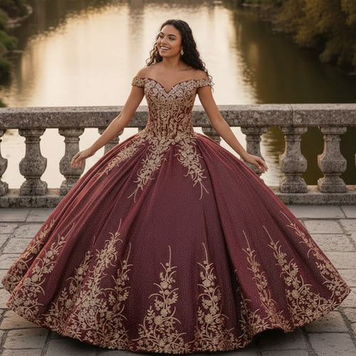Layla K LK220 Off Shoulder Sparkling Lace Up Quinceanera Ball Gown