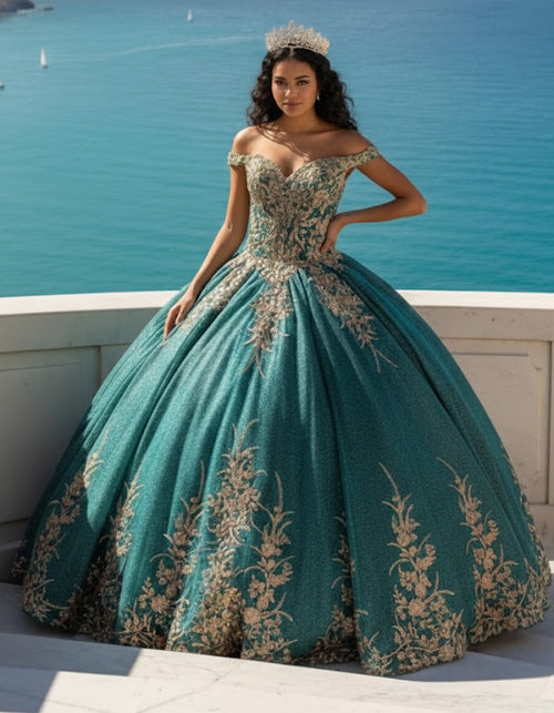 Layla K LK220 Off Shoulder Sparkling Lace Up Quinceanera Ball Gown