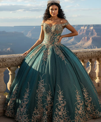 Layla K LK220 Off Shoulder Sparkling Lace Up Quinceanera Ball Gown