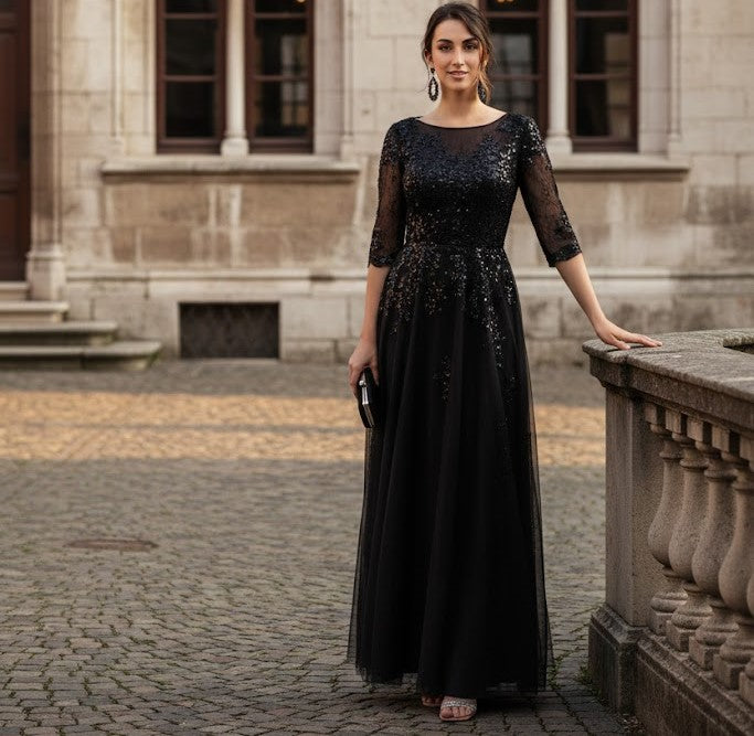 Mother Of The Bride Dress 3/4 Sleeves A-Line Gown By May Queen MQ2143-New Collection