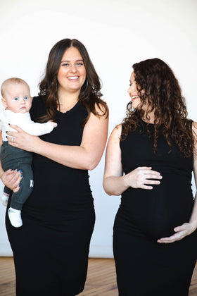 Black Knee Length Maternity Little Breastfeeding Dress with Panel