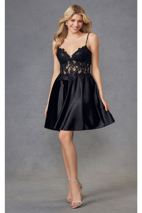 Black Bridesmaid Dresses-Inexpensive Corset Satin Skirt Juliet JT940R