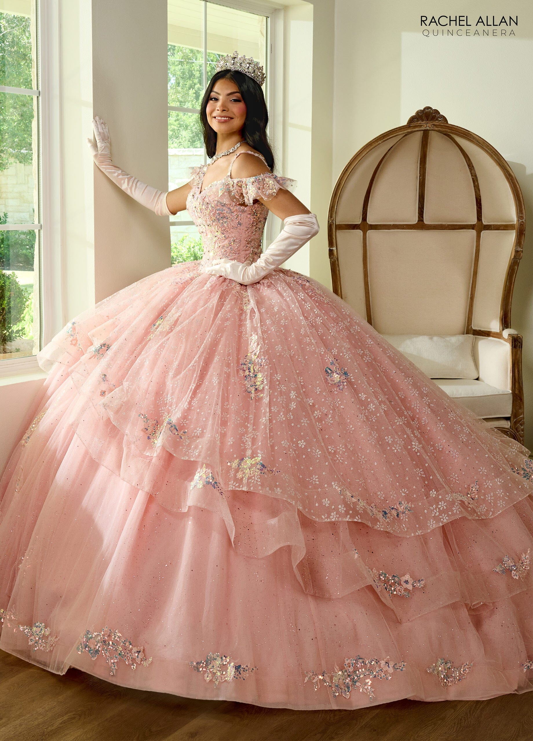 Rachel Allan RQ1136 V-Neck Ruffled Quinceanera Dress