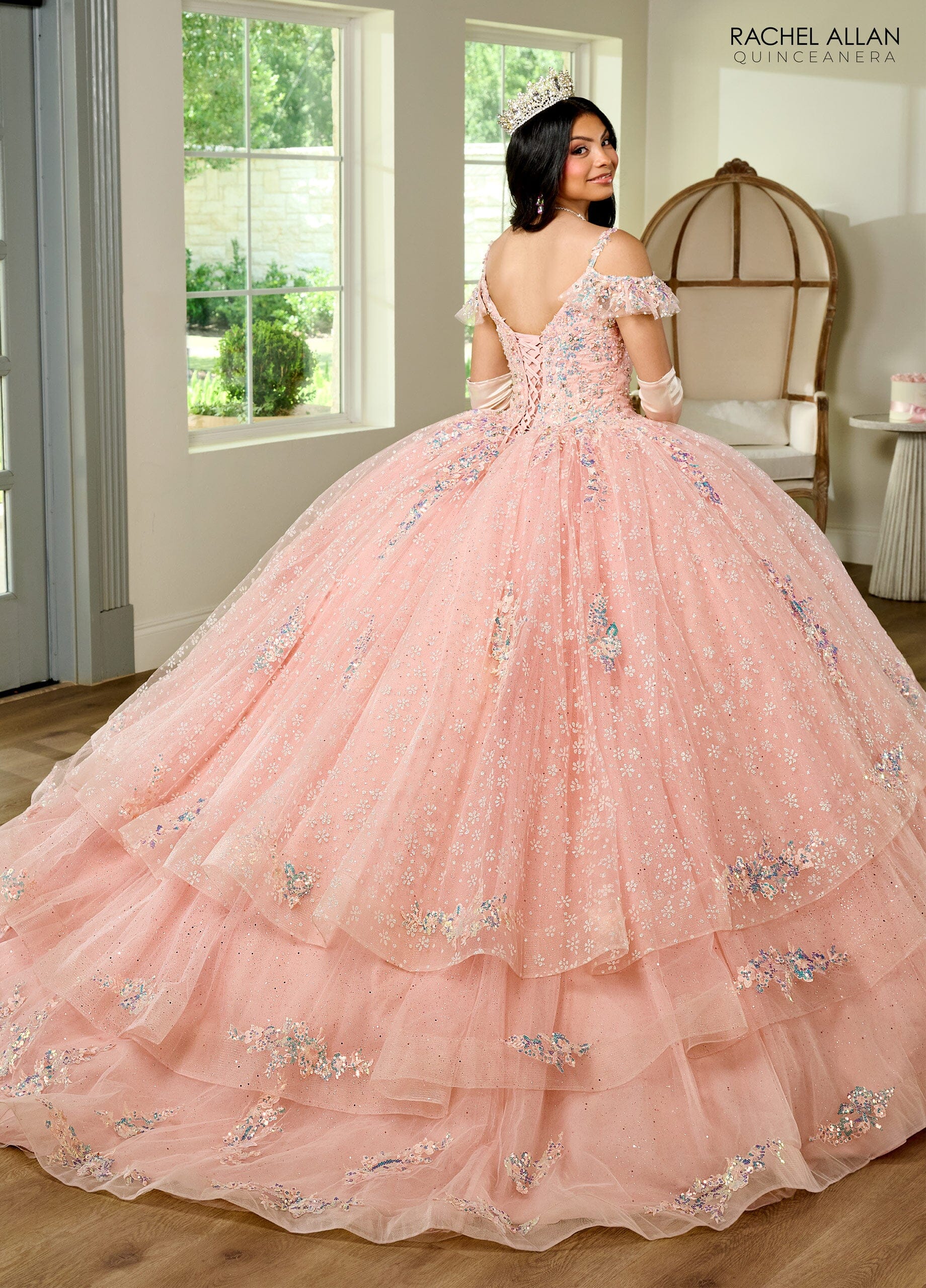 Rachel Allan RQ1136 V-Neck Ruffled Quinceanera Dress