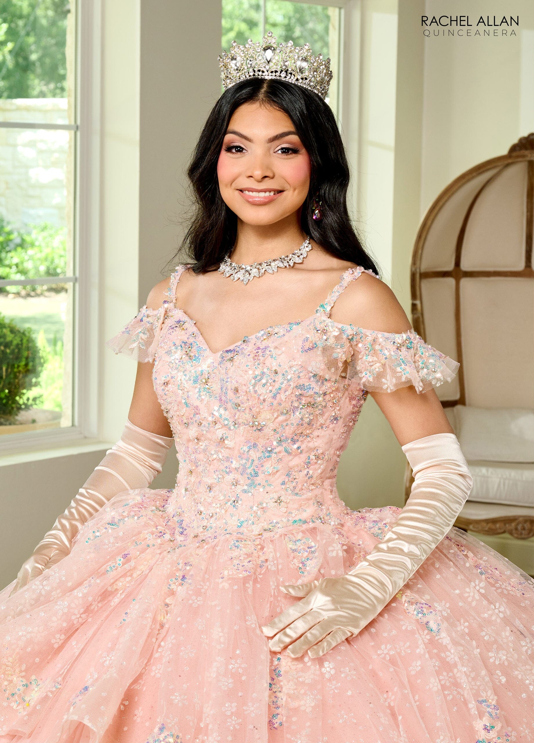 Rachel Allan RQ1136 V-Neck Ruffled Quinceanera Dress