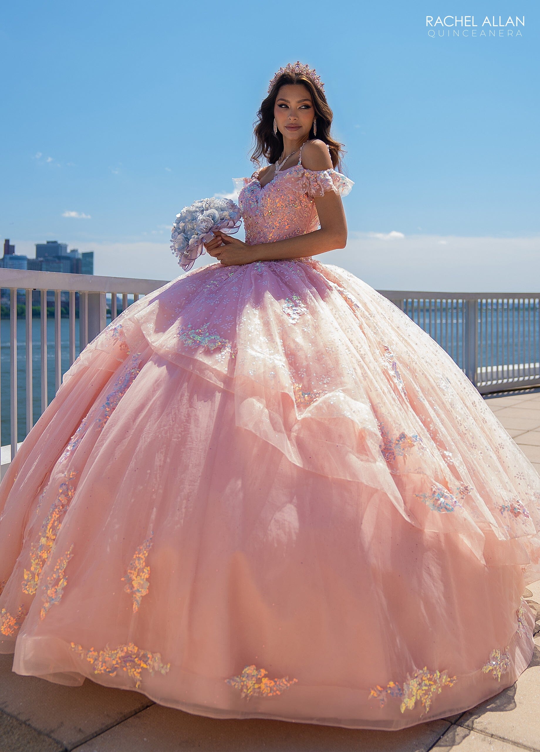 Rachel Allan RQ1136 V-Neck Ruffled Quinceanera Dress