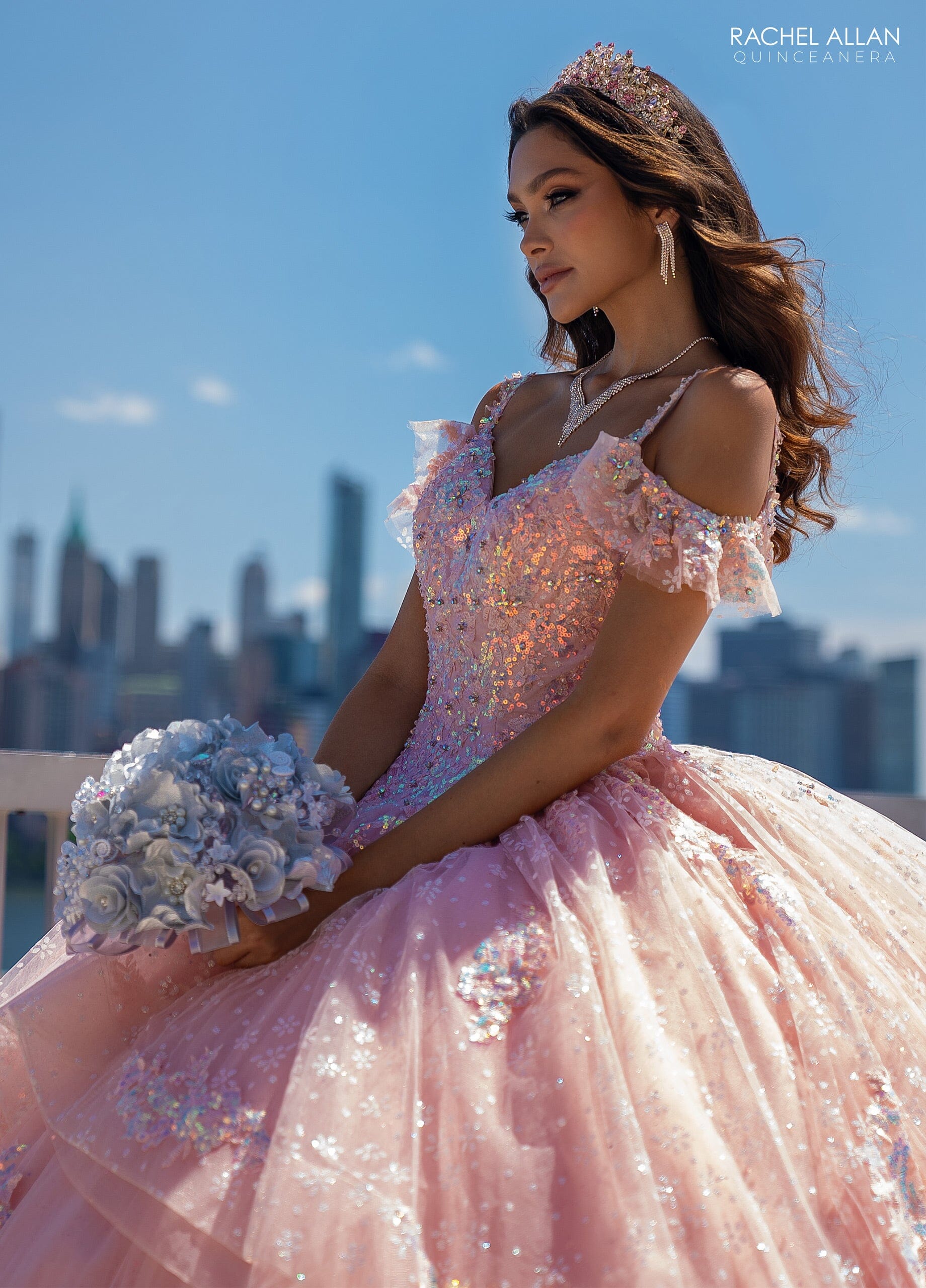 Rachel Allan RQ1136 V-Neck Ruffled Quinceanera Dress