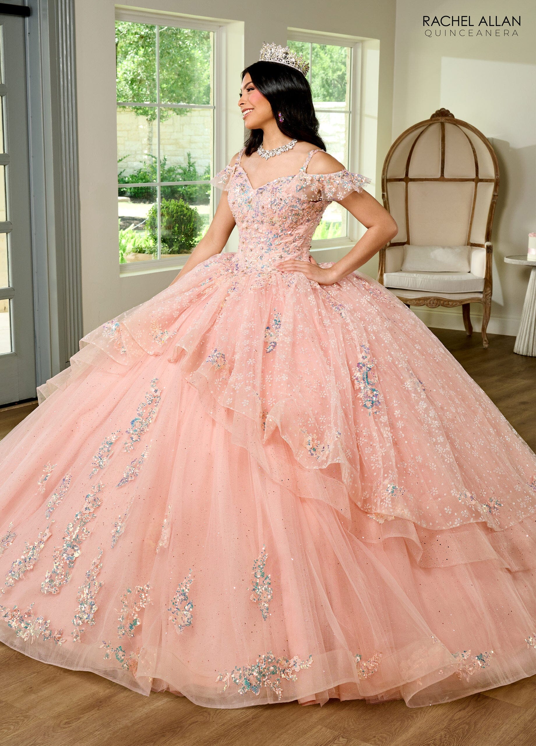 Rachel Allan RQ1136 V-Neck Ruffled Quinceanera Dress