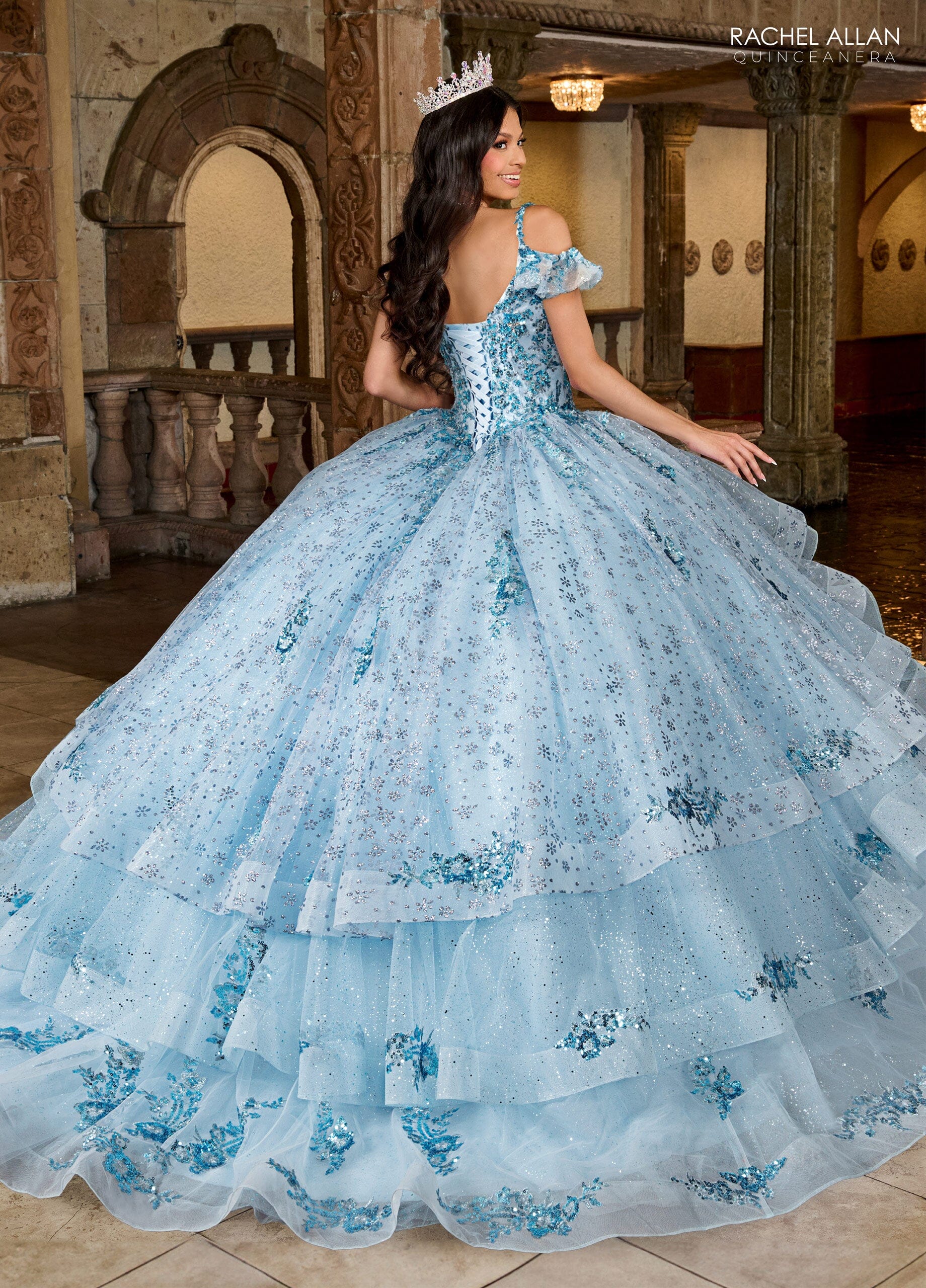 Rachel Allan RQ1136 V-Neck Ruffled Quinceanera Dress