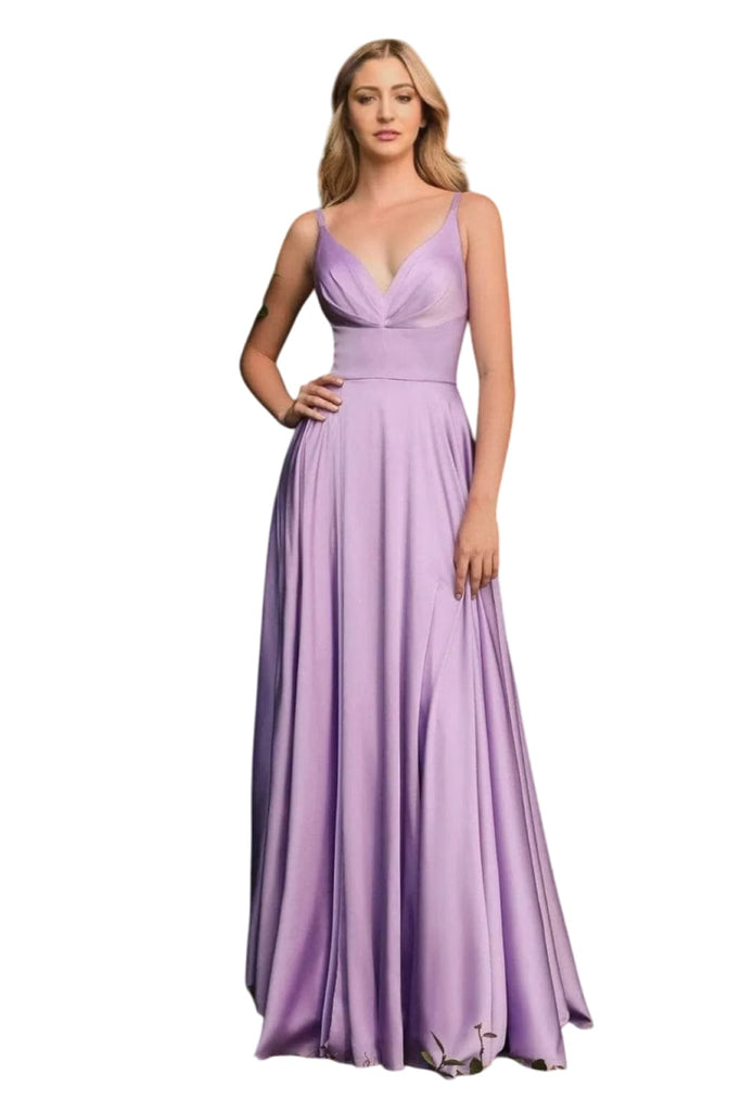 V-Neck Satin A-Line Dress 2025 Elegant Formal Gown - Mauve / 2 - Prom