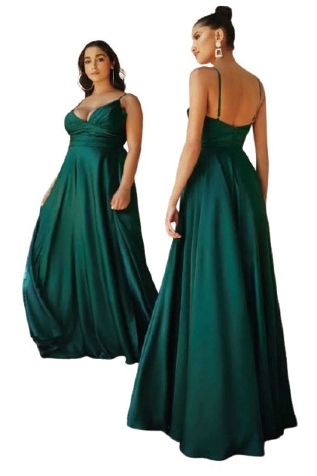V-Neck Wrap Bodice Evening Gown 2025 Elegant Formal Dress - Emerald / 6 - Prom