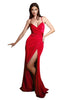 V-Neck Wrap Style Classic Prom Gown 2025 Elegant Formal Dress - Deep Red / XS - Prom