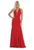V-Neckline Prom Dress - Red / 2