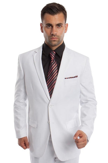 Traje de negocios básico de dos botones y corte moderno para hombre en blanco