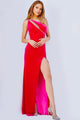 Velvet Fitted One Shoulder Slit Gown by Jovani 23627 - 00 / Hot Pink - Long Formal Dresses