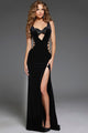 Velvet Fitted Sleeveless Slit Gown by Jovani 40815 - 00 / Black - Long Formal Dresses