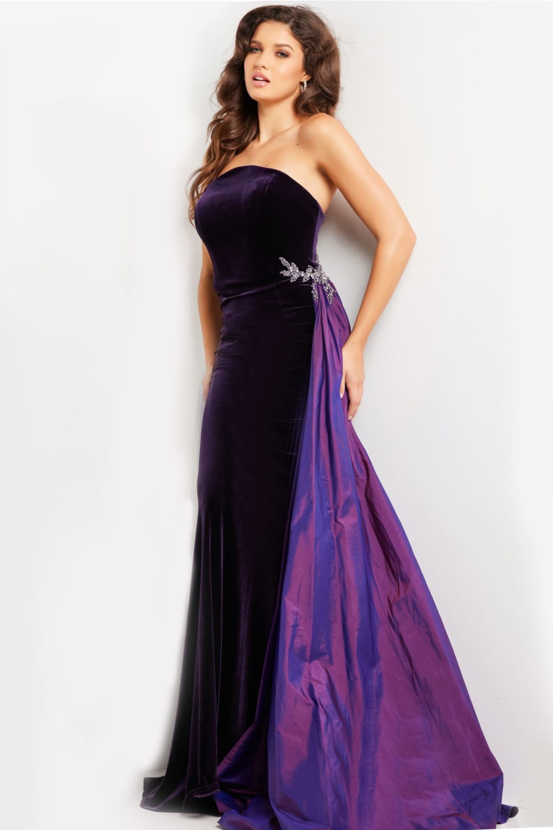 Velvet Strapless Overskirt Gown by Jovani 26116 - Long Formal Dresses