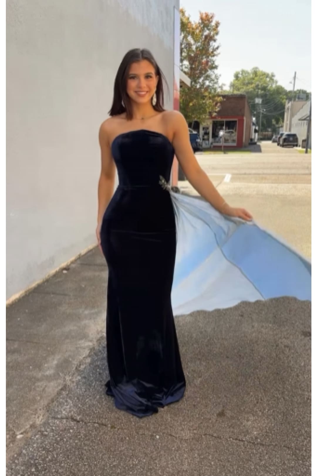 Velvet Strapless Overskirt Gown by Jovani 26116 - 00 / Light Blue - Long Formal Dresses