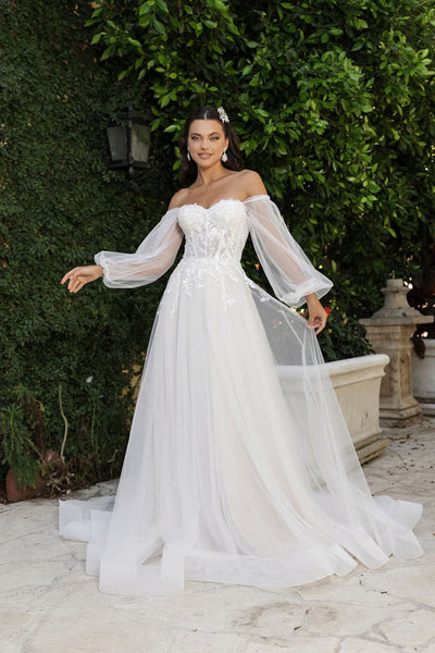 Wedding Dress Detachable Long Sleeves Gown By Royal Queen RQ8168 - Dress