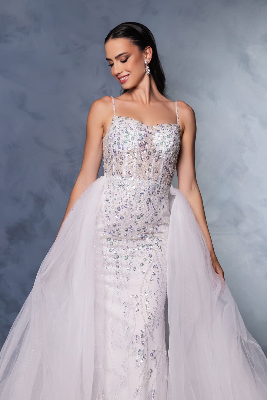 Wedding Dress Sleeveless Beaded Bridal Gown By Royal Queen RQ8146 - WHITE / 4 - Dress