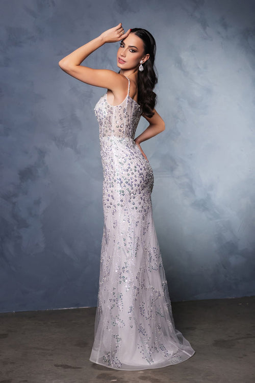 Wedding Dress Sleeveless Beaded Bridal Gown By Royal Queen RQ8146 - WHITE / 4 - Dress