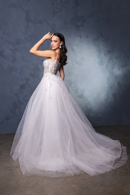 Wedding Dress Sleeveless Beaded Bridal Gown By Royal Queen RQ8146 - WHITE / 4 - Dress
