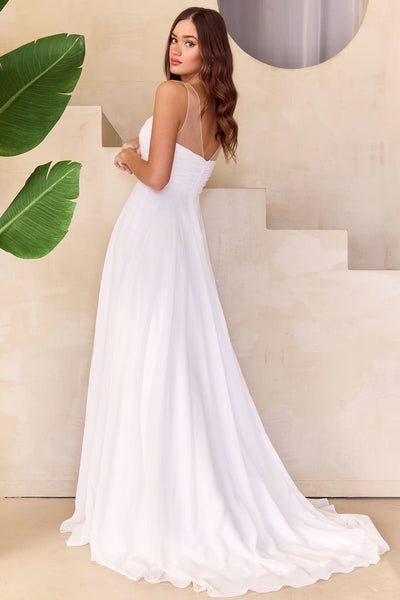 Wedding Dress Sleeveless Illusion A-Line Gown By Amelia Couture 3023 - Dress