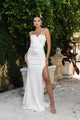 Wedding Dress Strapless High Split A-Line Gown By May Queen MQ2144 - IVORY / 4 - Dress