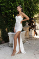 Wedding Dress Strapless High Split A-Line Gown By May Queen MQ2144 - IVORY / 4 - Dress