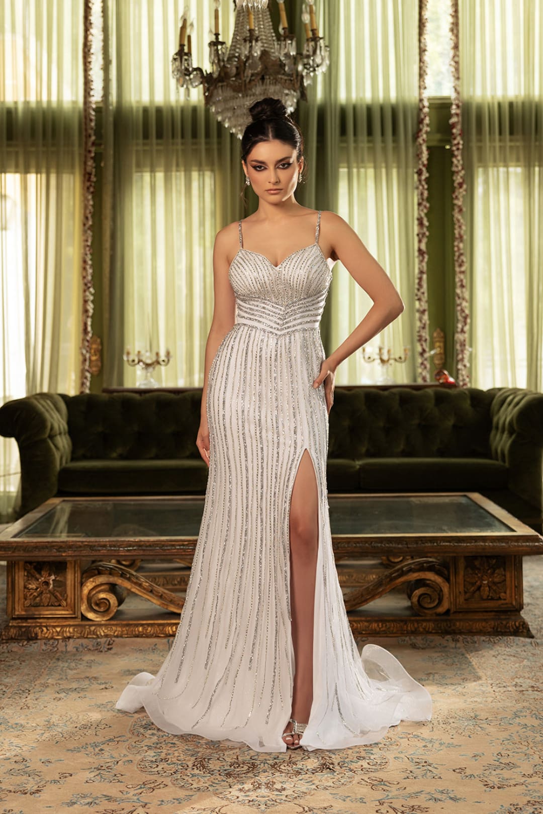 Wedding Dress Sweetheart Beaded Sheath Gala Gown By Royal Queen RQ8169 - WHITE / 4 - Dress