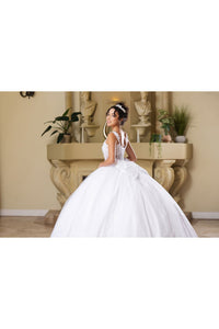 Wedding Dress V-Neck Pleated Masquerade Ball Gown By Layla K LK269 - Dress