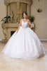 Wedding Dress V-Neck Pleated Masquerade Ball Gown By Layla K LK269 - IVORY / 2 - Dress