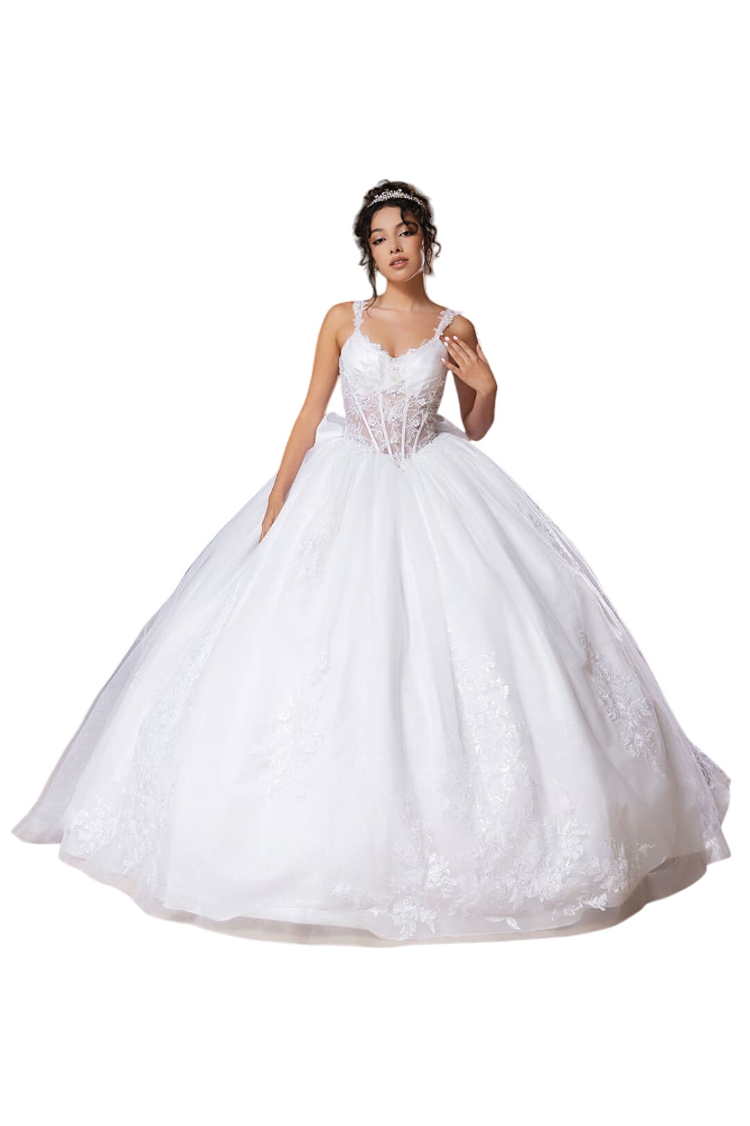 Wedding Dress V-Neck Pleated Masquerade Ball Gown By Layla K LK269 - IVORY / 2 - Dress