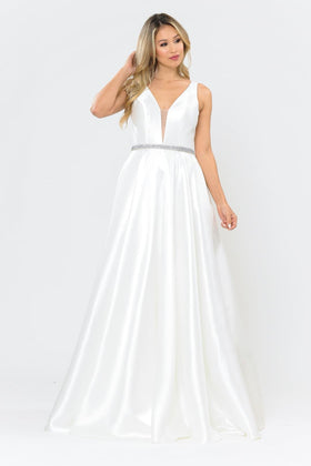 Poly USA 8682B Classy Bridal Sleeveless A-Line Mikado Wedding Dresses